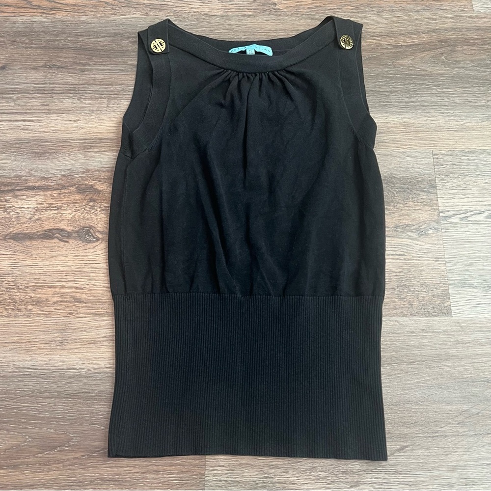 Antonio Melani Silk Blend Sweater Tank Size XS Black Sleeveless Ribbed Waist